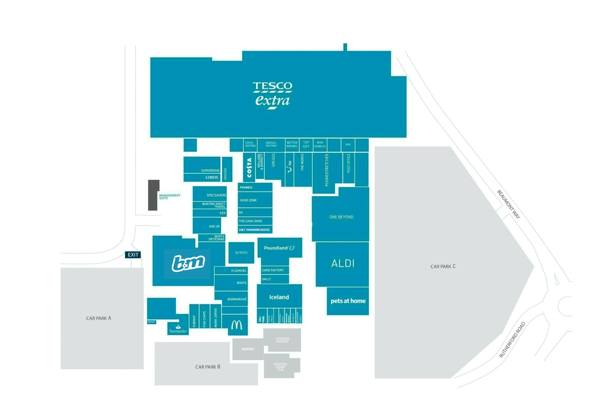 map of beaumont shopping centre leicester